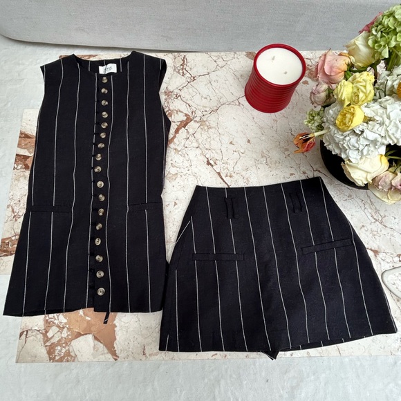 Dissh Cara Black Pinstripe Vest and Skort Set - Picture 8 of 8